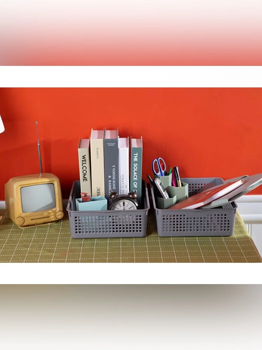 Eslite Plastic Organizing Baskets/Storage Tray Baskets, 6-Pack, Gray